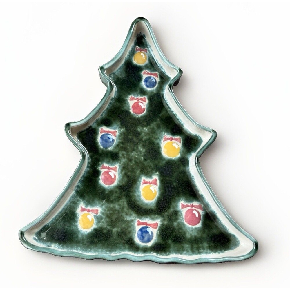 Louisville Stoneware Christmas Tree Tray Platter Ornament Serving Dish USA